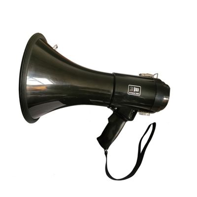 Mégaphone d'enregistrement portable à portée de main à entrée optique noir de 50 W pour exercices militaires